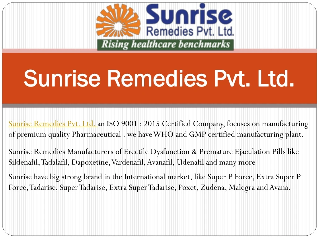 sunrise remedies pvt ltd sunrise remedies pvt ltd