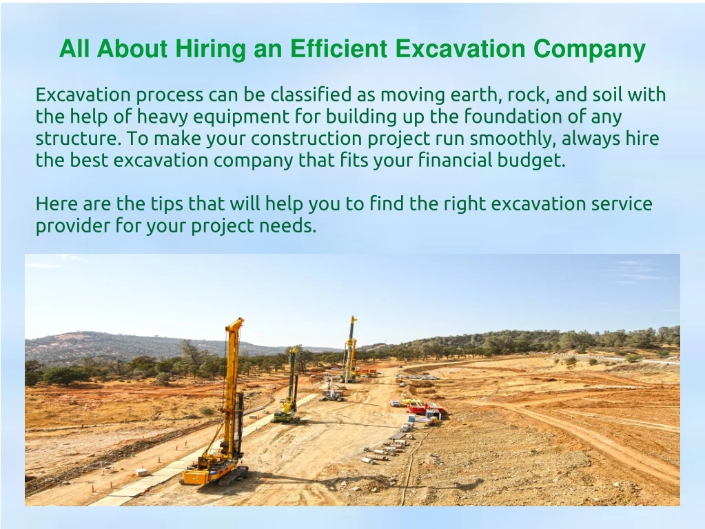 all about hiring an efficient excavation company