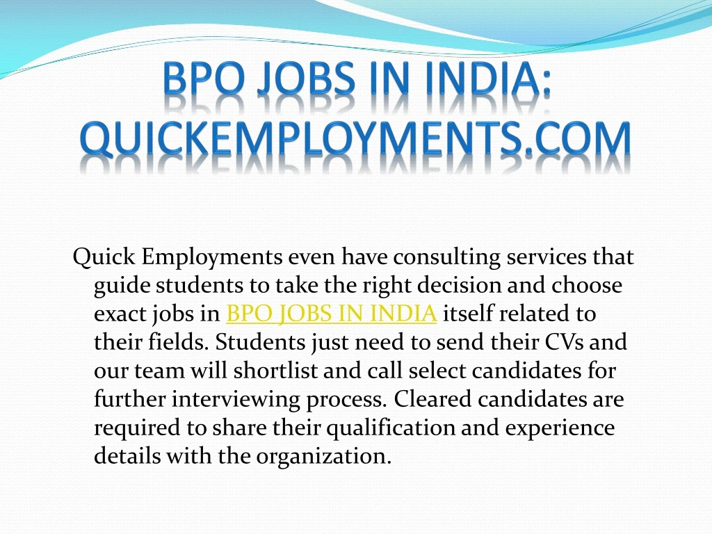 bpo jobs in india quickemployments com
