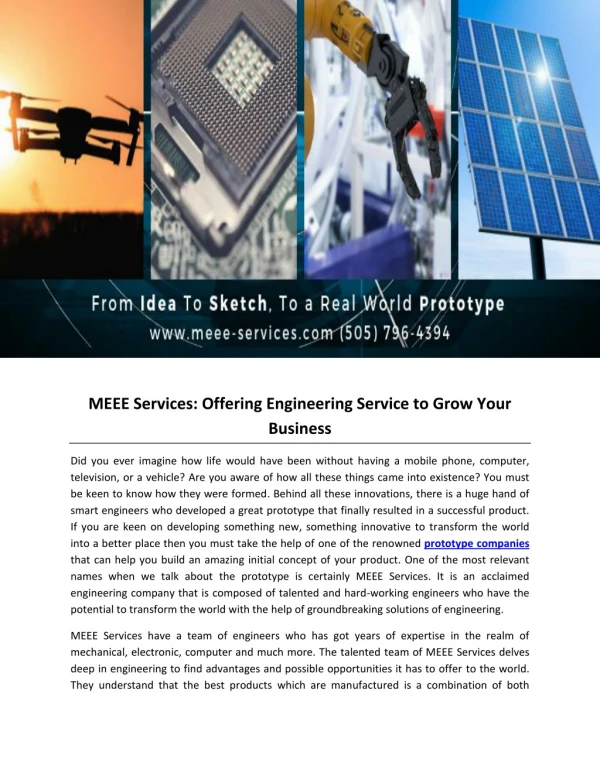 MEEE Services: Offering Engineering Service to Grow Your Business