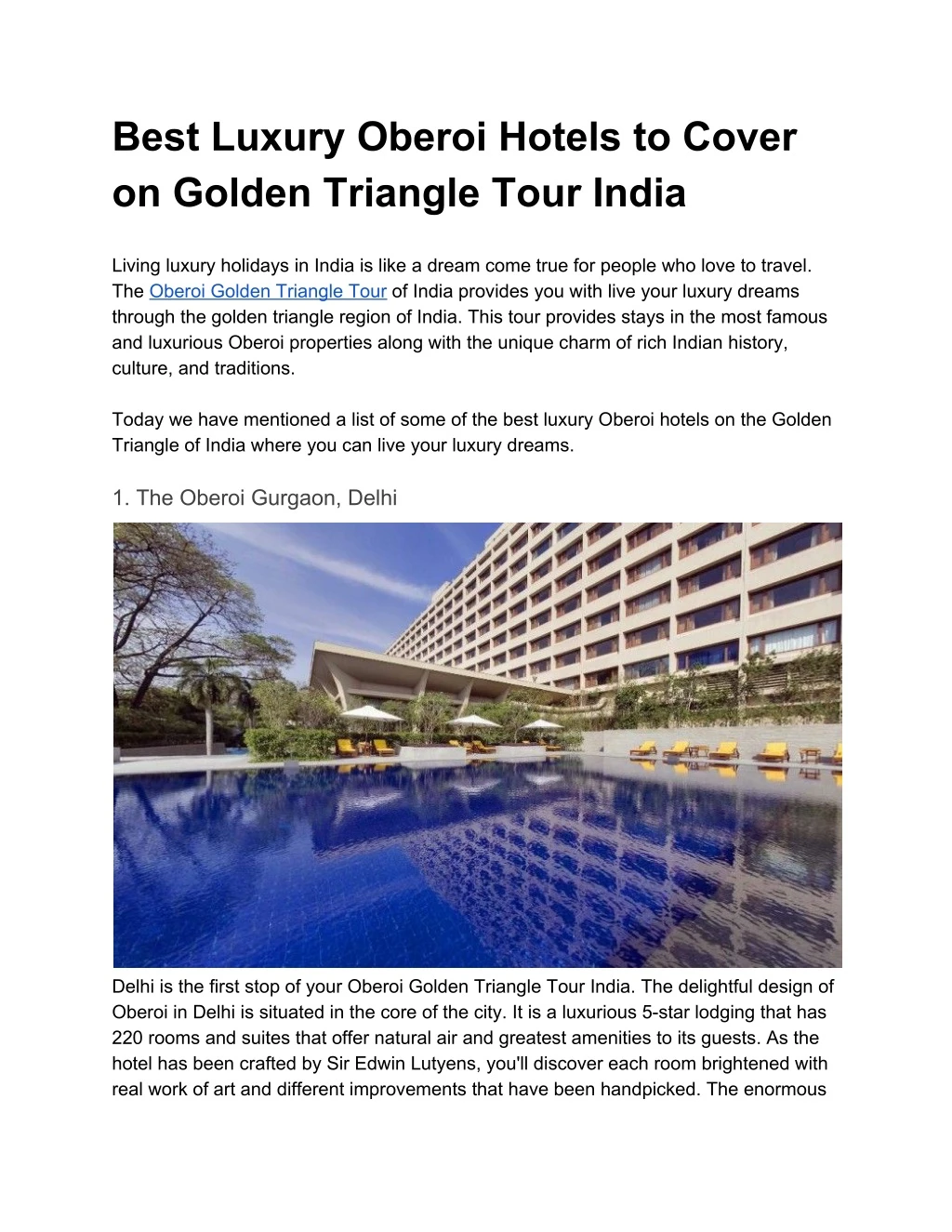 best luxury oberoi hotels to cover on golden