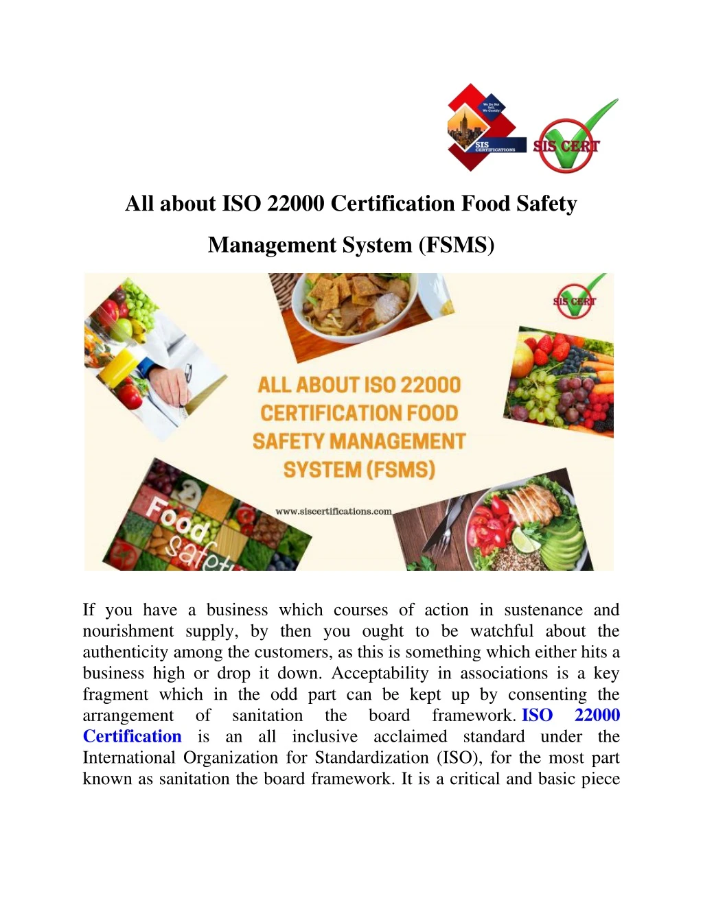 all about iso 22000 certification food safety