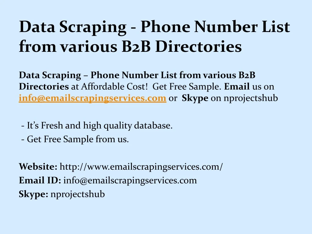 data scraping phone number list from various b2b directories