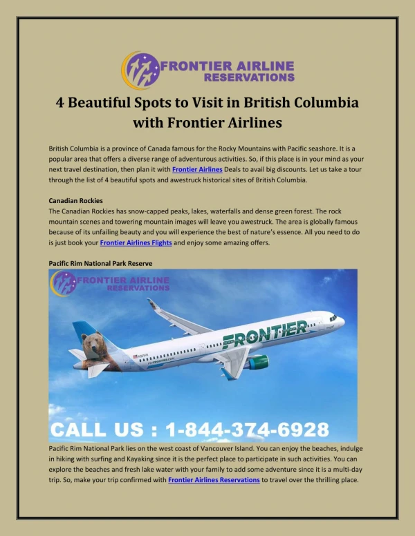 4 beautiful spots to visit in British Columbia with Frontier Airlines