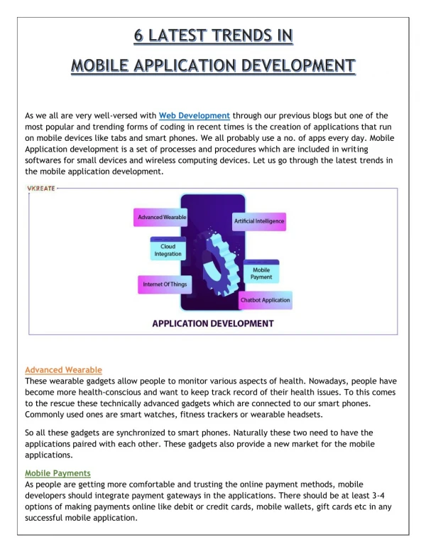 Latest trends in mobile app development | Vkreate, Jaipur