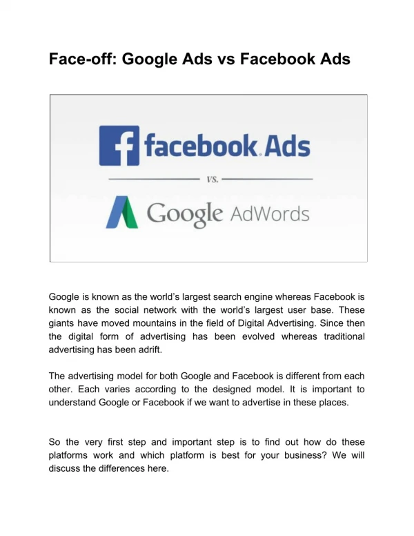 Face-off: Google Ads vs Facebook Ads