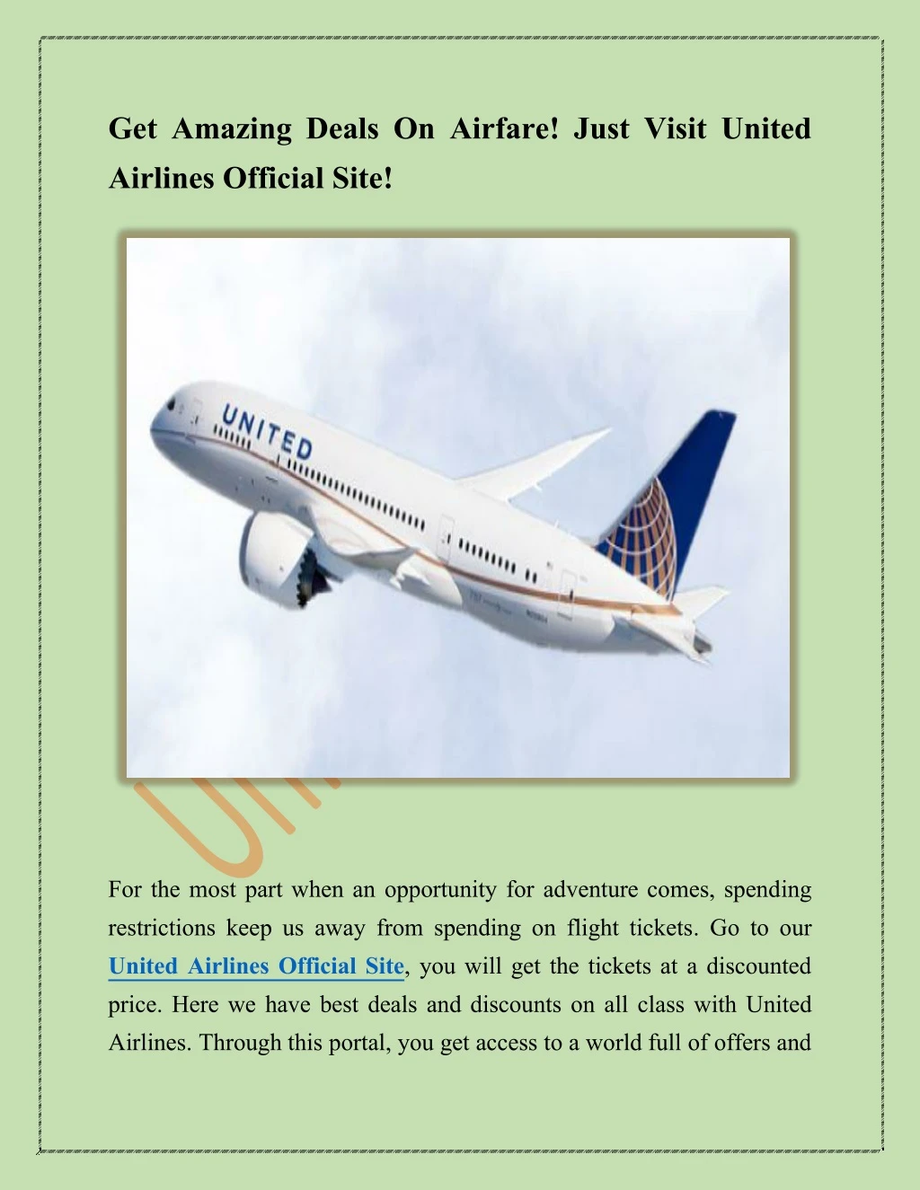 get amazing deals on airfare just visit united