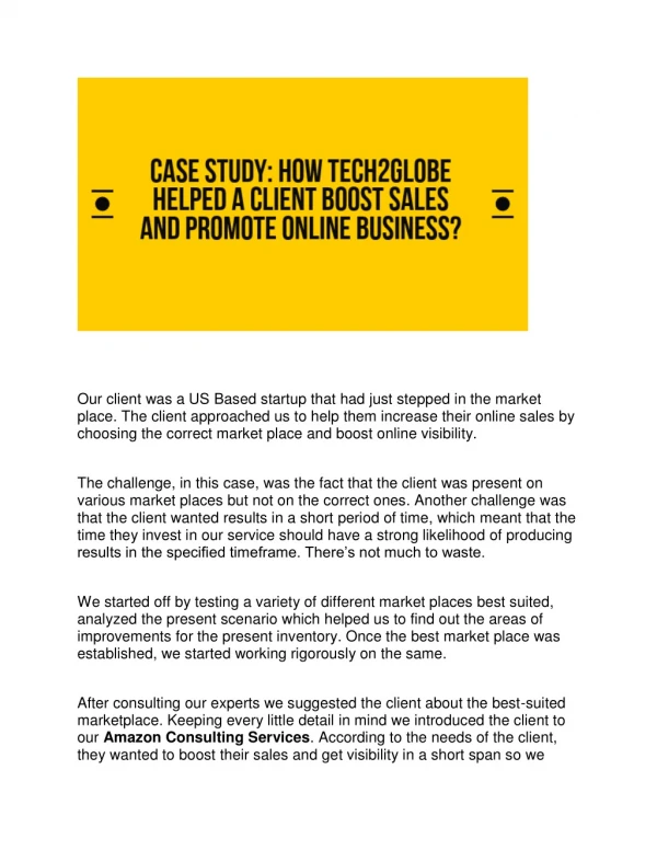 How Tech2Globe Help A Client Boost Sales And Promote Online Business?