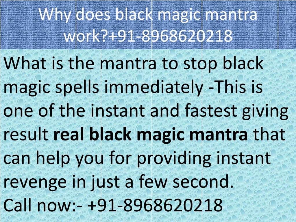 why does black magic mantra work 91 8968620218