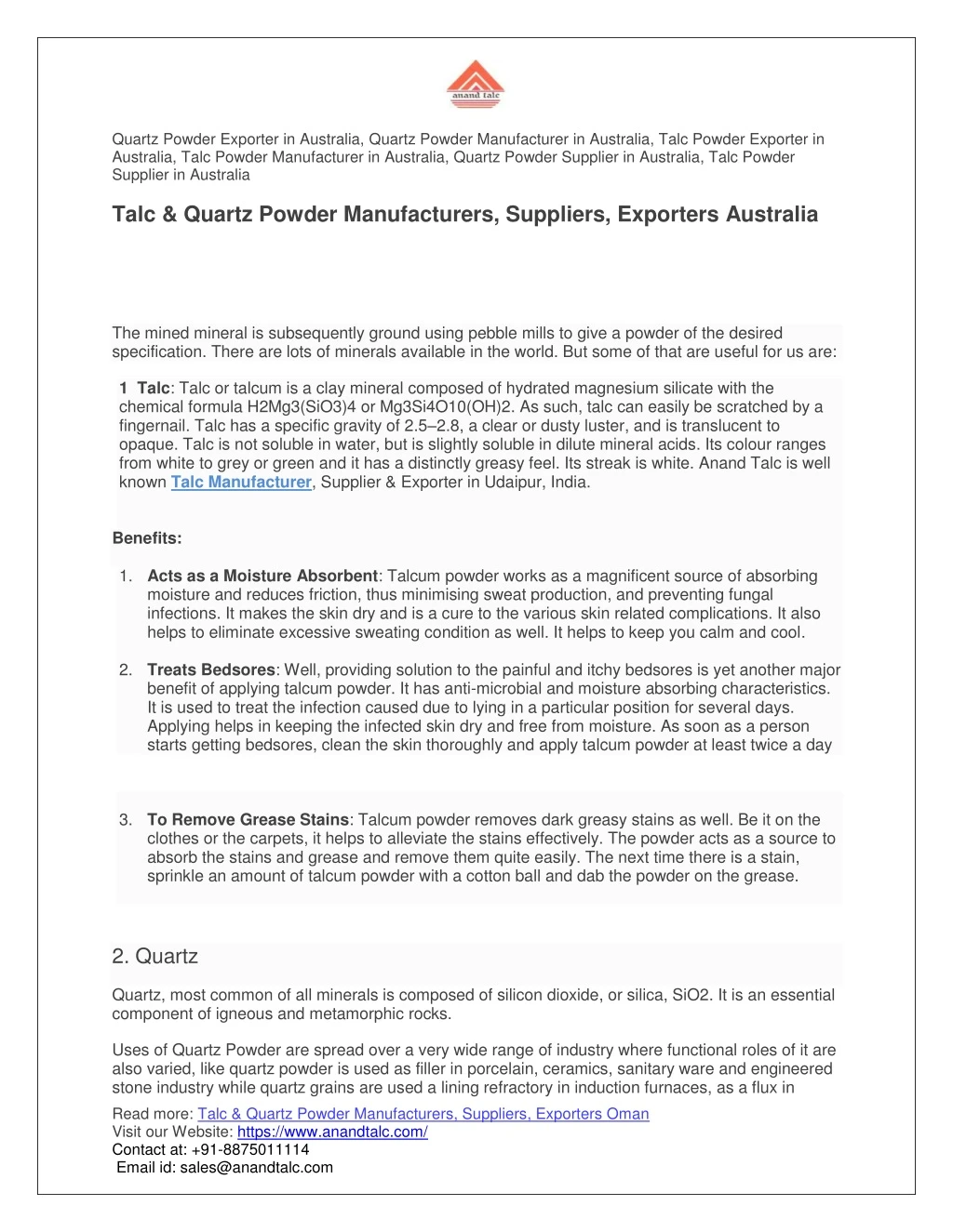quartz powder exporter in australia quartz powder
