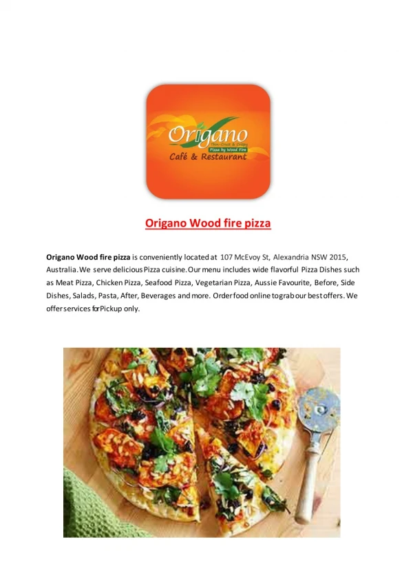 15% Off - Origano Wood fire pizza-Alexandria - Order Food Online