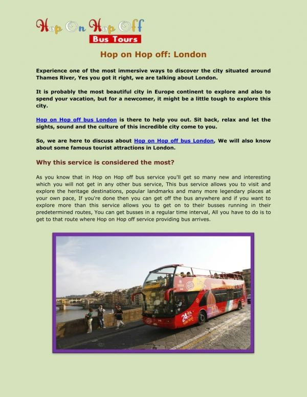Hop on Hop off: London