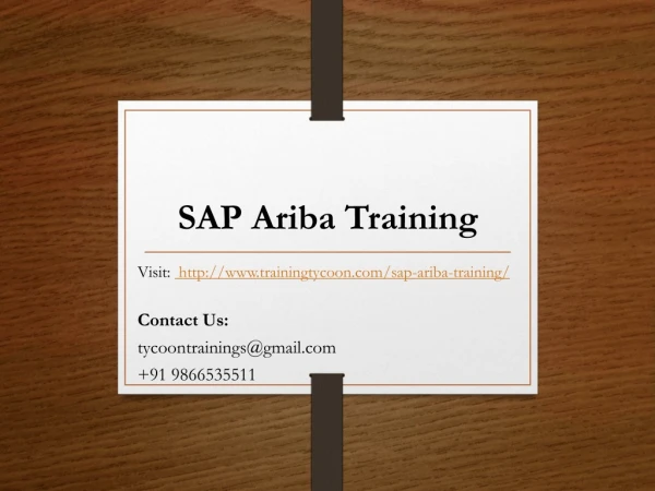 SAP Ariba Training | Best SAP Ariba Online Training From India - TT
