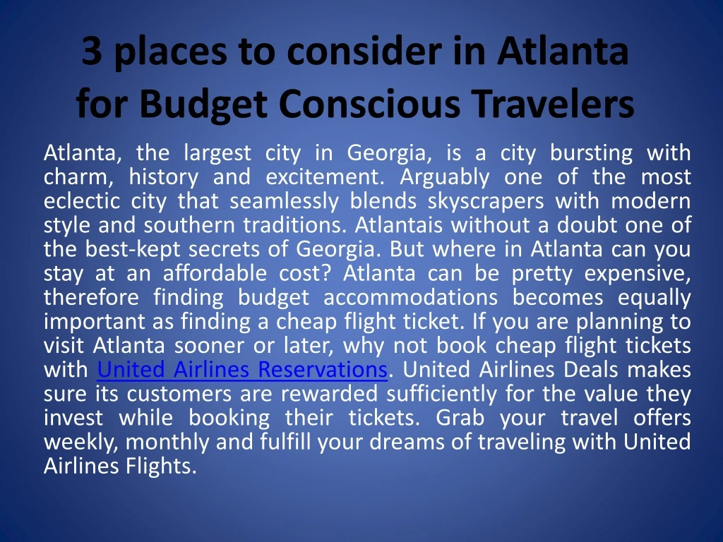 3 places to consider in atlanta for budget conscious travelers