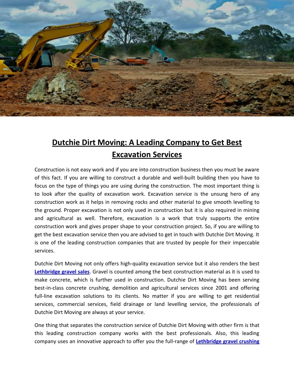 dutchie dirt moving a leading company to get best