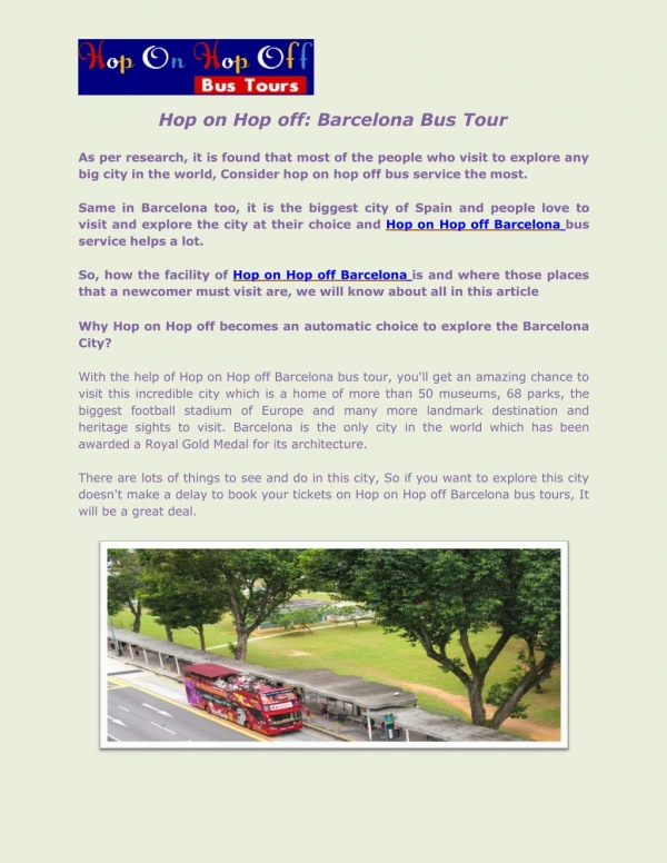 Hop on Hop off: Barcelona Bus Tour