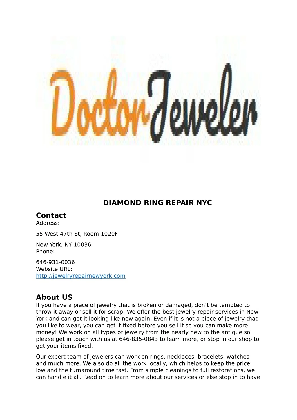diamond ring repair nyc