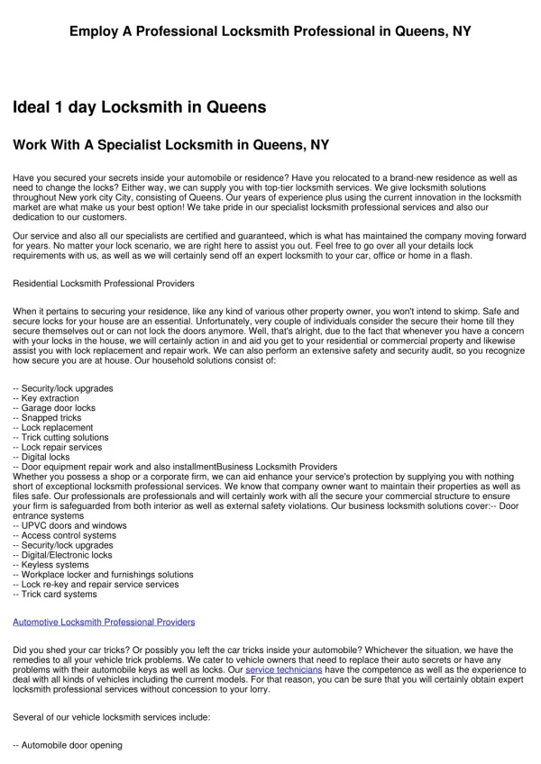 Work With An Expert Locksmith Professional in Queens, NY