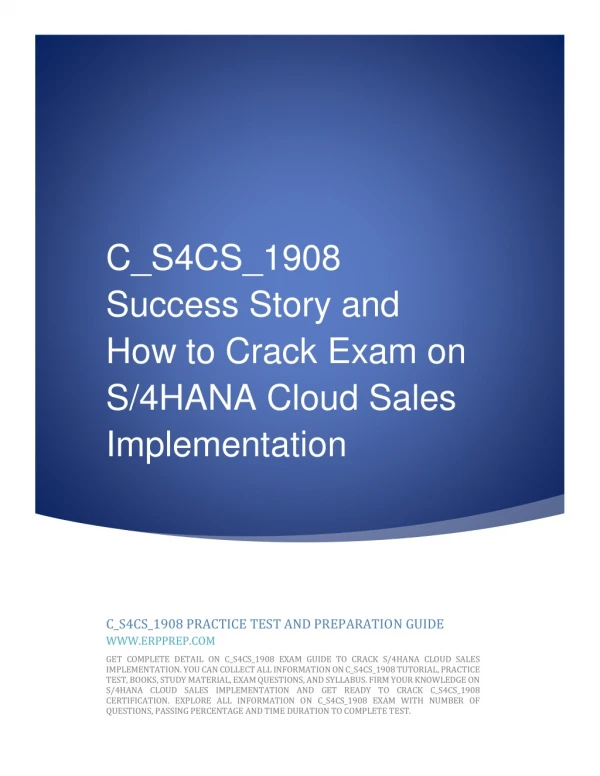 Success Story for SAP S/4HANA Cloud Sales Implementation Certification Exam