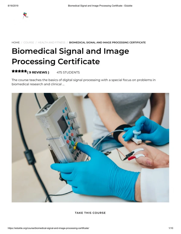 Biomedical Signal and Image Processing Certificate - Edukite