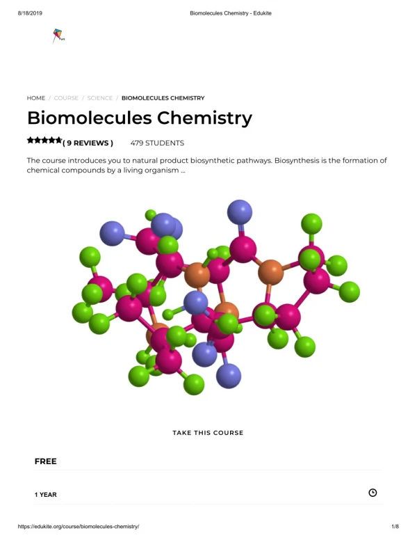 Biomolecules Chemistry - Edukite