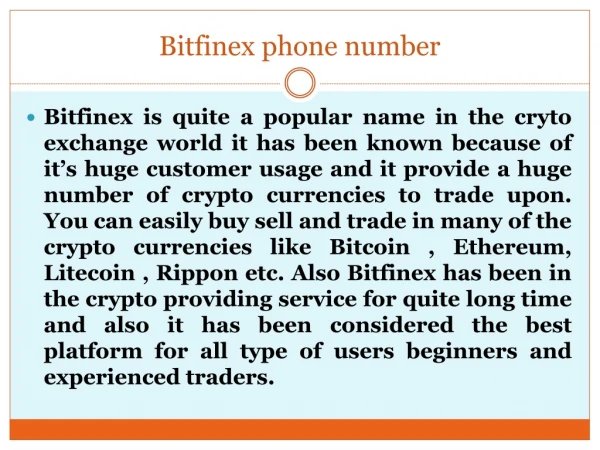 Bitfinex phone number 1(888)-287-8183
