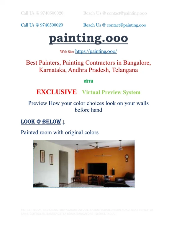 Best Painters, Painting Contractors in Bangalore, Mysore, Hyderabad, India