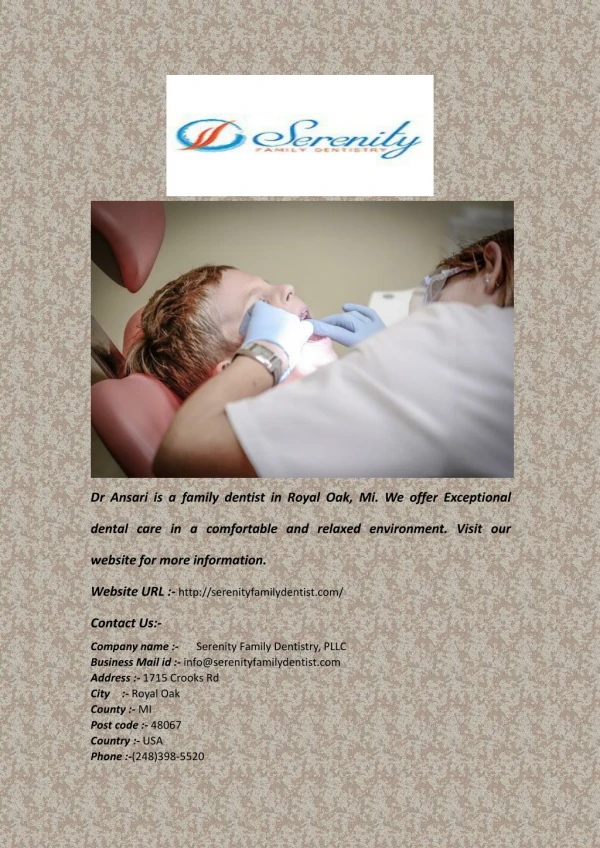 Family Dentist in Royal Oak Mi - Serenityfamilydentist.com