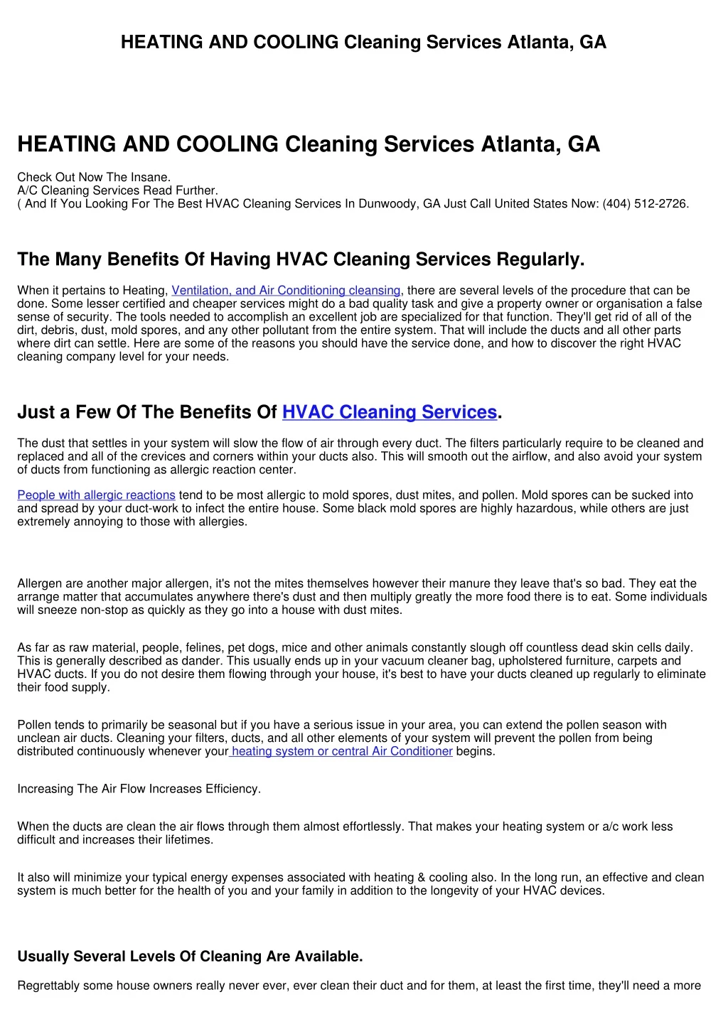 heating and cooling cleaning services atlanta ga