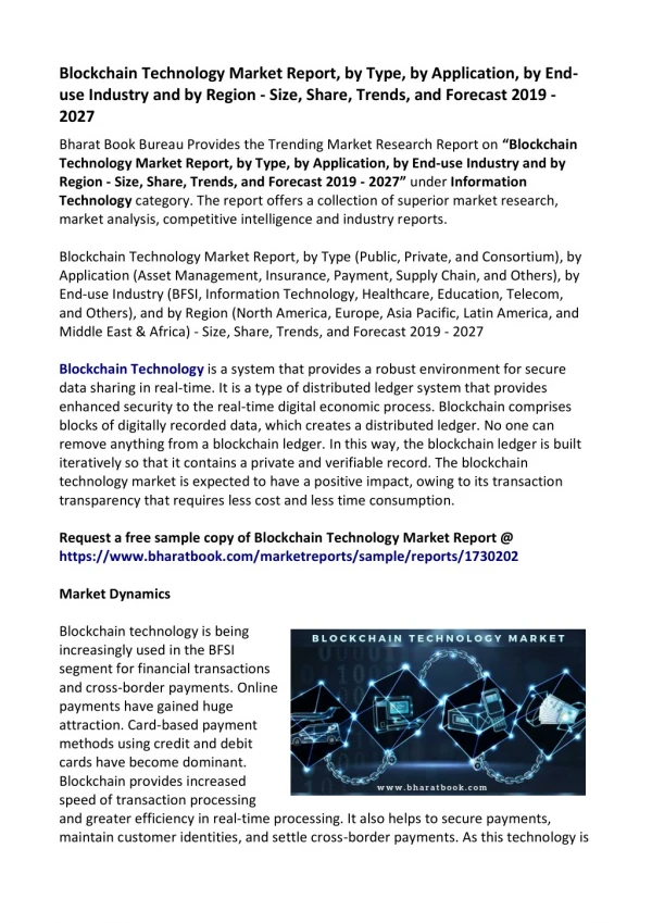 Blockchain Technology Market Research Report 2019-2027