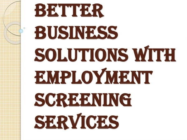 Role of Employment Screening Services