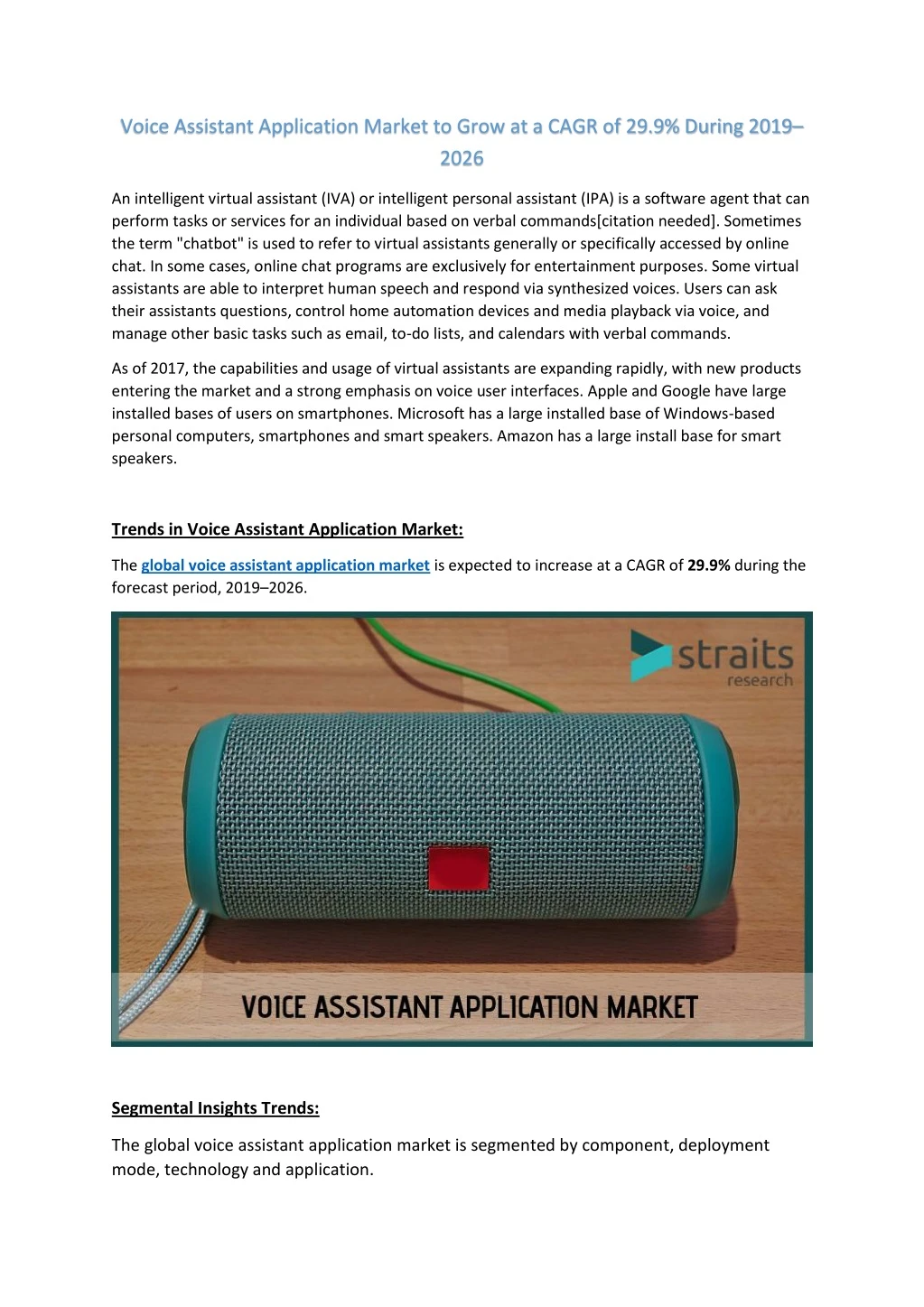 voice assistant application market to grow