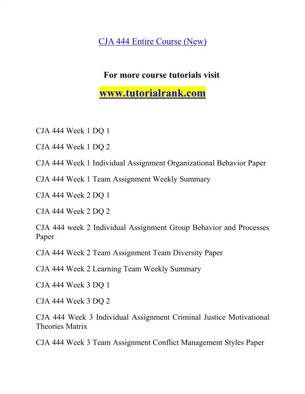 CJA 444 Effective Communication - tutorialrank.com