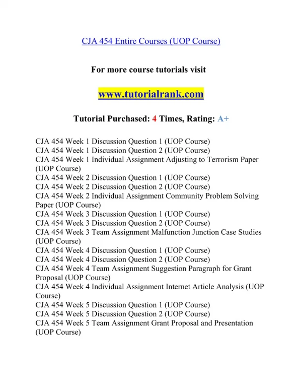 CJA 454 Effective Communication - tutorialrank.com