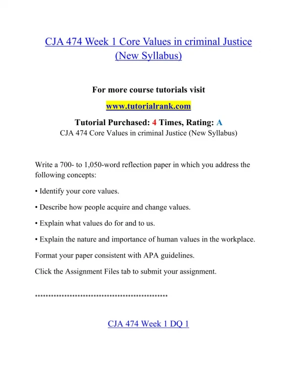 CJA 474 Effective Communication - tutorialrank.com