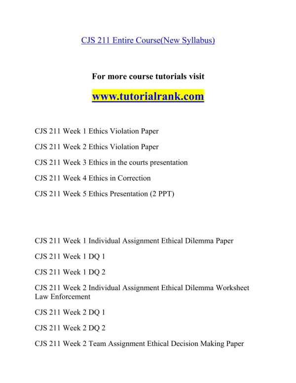 CJS 211 Effective Communication - tutorialrank.com