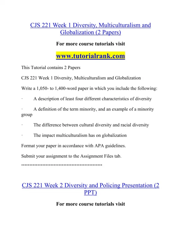 CJS 221 Effective Communication - tutorialrank.com