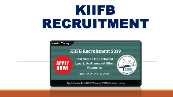 KIIFB Recruitment 2019 Apply For 113 Technical Expert, & Other Vacancy