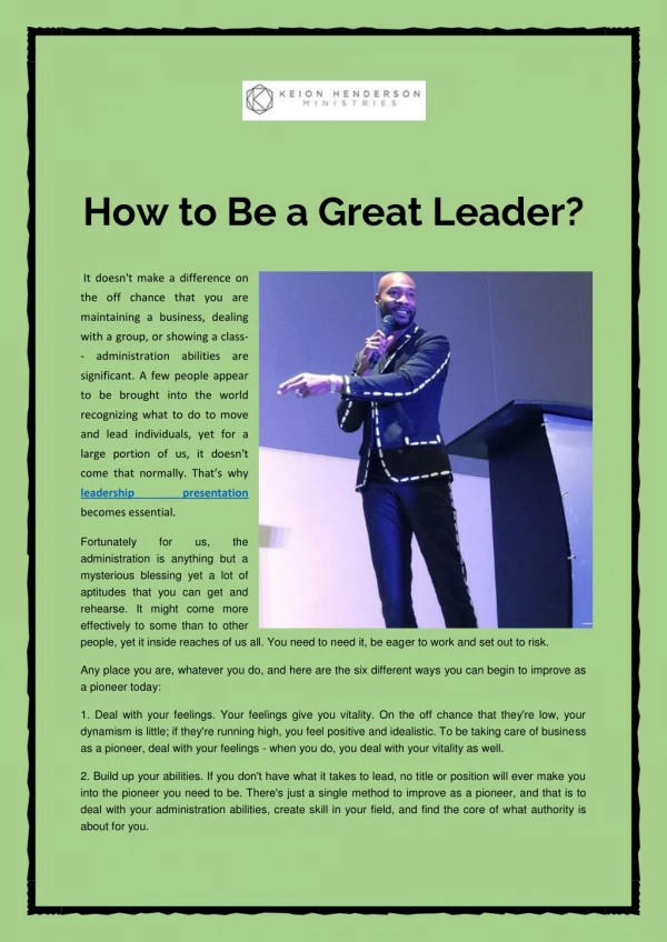 How to Be a Great Leader?