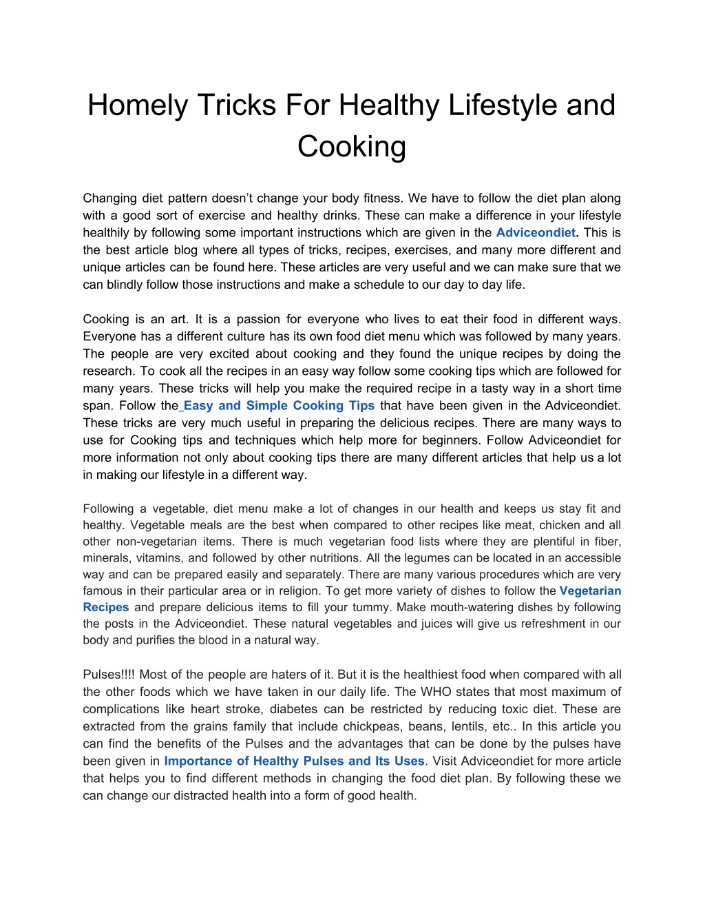 homely tricks for healthy lifestyle and cooking