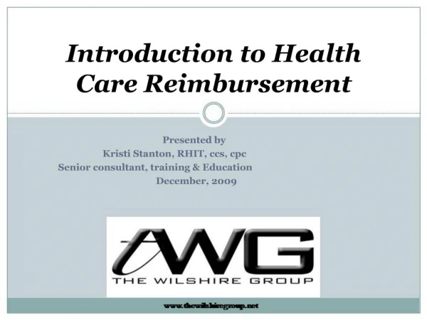 Introduction to Health Care Reimbursement