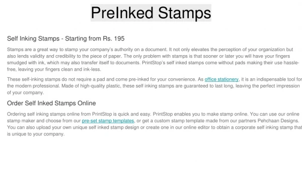 custom Pre Inked Stamps Online