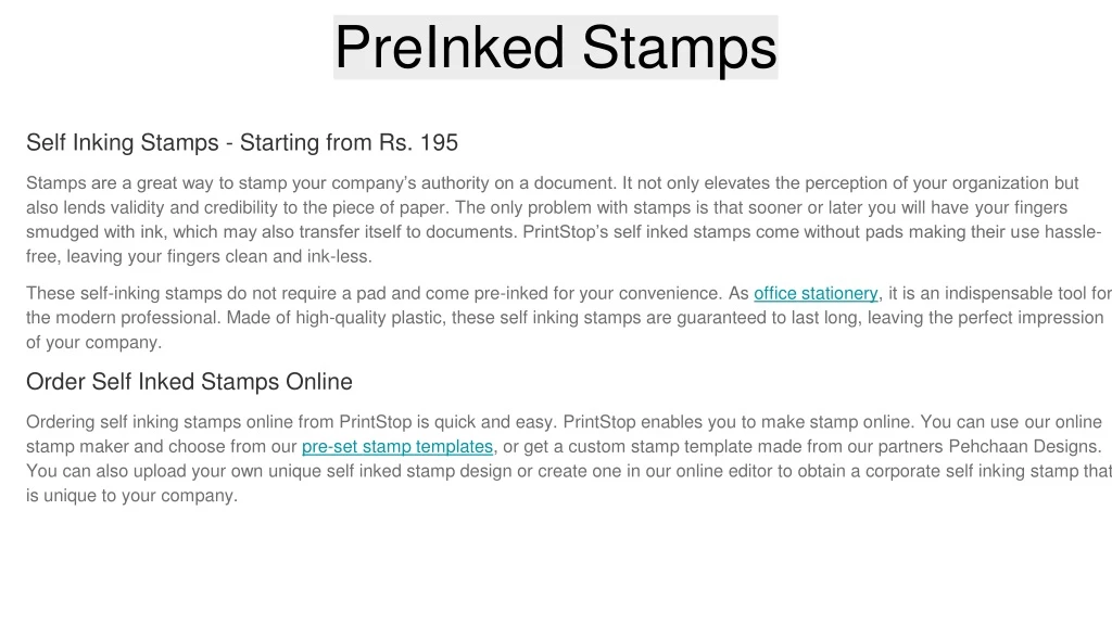 preinked stamps