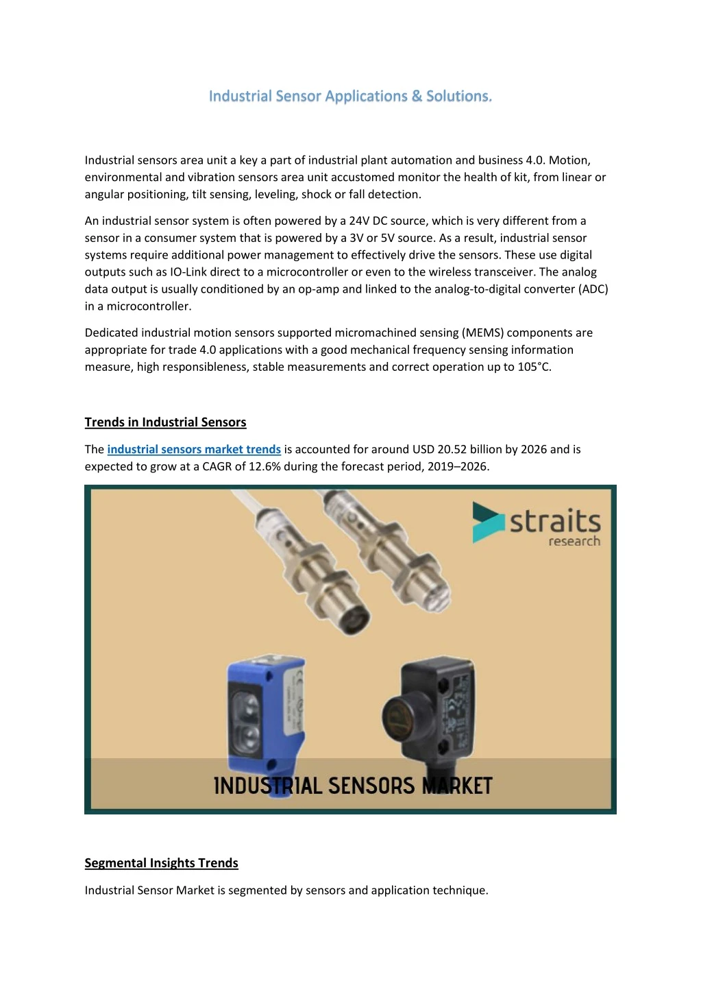 industrial sensor applications solutions