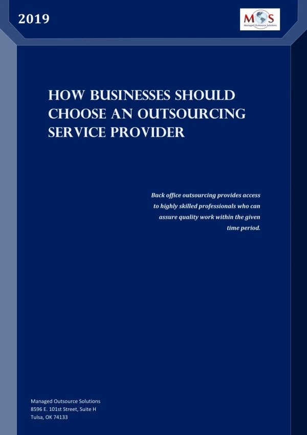 How Businesses Should Choose an Outsourcing Service Provider