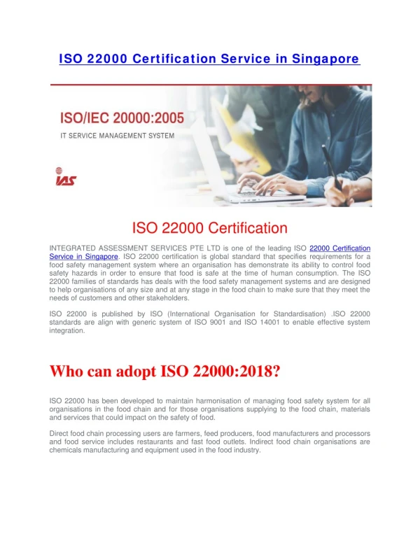 ISO 22000 Certification in Singapore