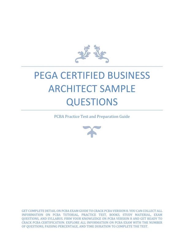 Pega Certified Business Architect | Sample Questions