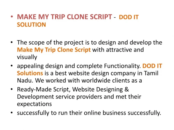 Make Mytrip Clone Script