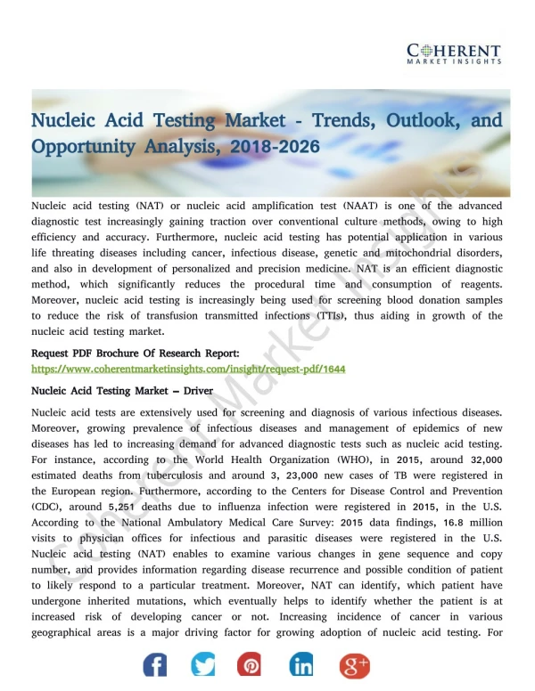 Nucleic Acid Testing Market - Trends, Outlook, and Opportunity Analysis, 2018-2026