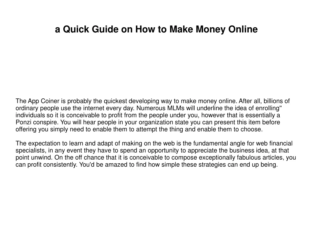 a quick guide on how to make money online